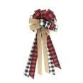 thumbnail image 1 of PENGXIANG Christmas Tree Tops Bow Red Buffalo Plaid Burlap Decoration Cloth LED Polyester  Hanging Gift Decorative Ribbon, 1 of 12