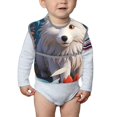 thumbnail image 4 of Bingfone Mess-Proof Baby Bib - Waterproof Bib for Baby Boy or Girl with Food Catcher Pocket, Unisex-White Wolf With Flowers, 4 of 6