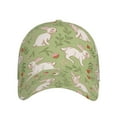 thumbnail image 2 of Kdxio Unisex Cute Rabbit And Flower Pattern Baseball Cap Unisex Washed Classic Adjustable Hat, 2 of 8