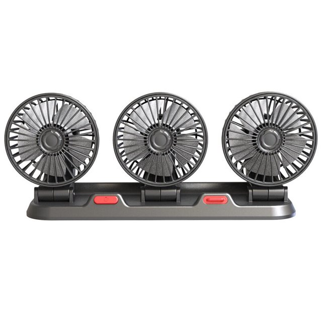 Ventilador de coche de 3 cabezales, ventilador de refrigeración portátil para vehículo, 2 velocidades