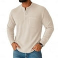 thumbnail image 2 of Dealovy Mens Shirts Quarter Button Long Sleeve Knitted Casual Sweaters Pullover Loungewear Shirts for Men, 2 of 3