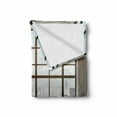 thumbnail image 2 of Modern Soft Flannel Fleece Throw Blanket, Urban City View of Apartments from Square Shape Windows Photograph, Cozy Plush for Indoor and Outdoor Use, 50" x 70", Pale Brown White, by Ambesonne, 2 of 6