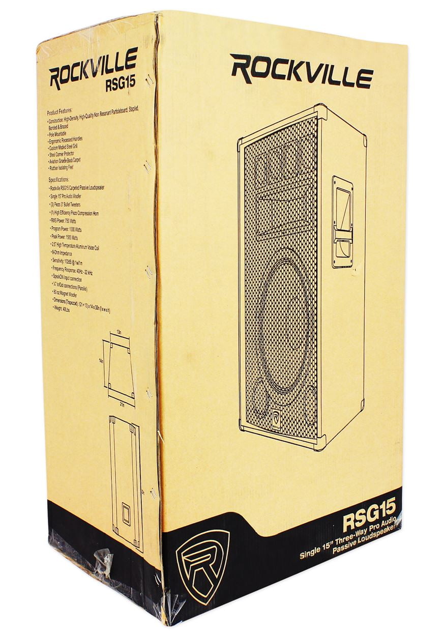 Rockville RSG15 15” 3-Way 1500 Watt 8-Ohm Passive DJ/Pro Audio PA Speaker