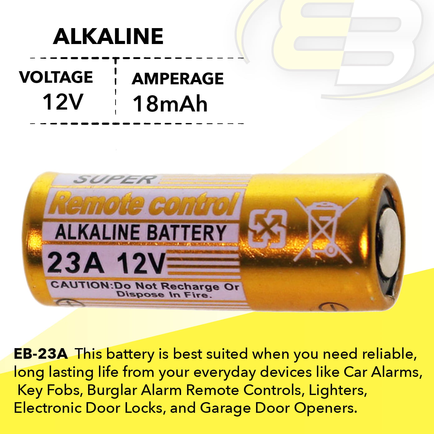 Alkaline battery V23GA, SBA V23GA 1BP