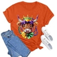thumbnail image 5 of Womens Casual Tops Crew Neck Short SLeeve Loose Fit Carnival Highland Cattle Printed Tees 2026 Spring Beach Vacation Trendy T Shirts, 5 of 5