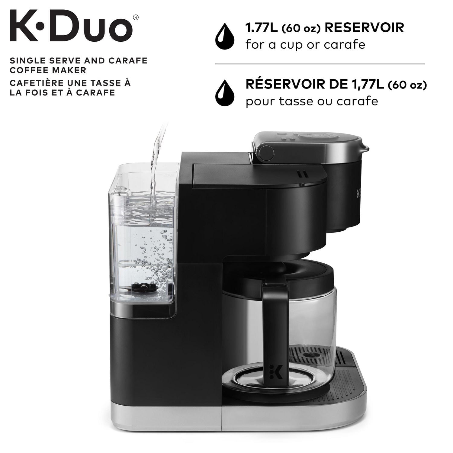 Keurig K-Duo Cafetière à dosettes et carafe K-Cup à portion individuelle, avec fonctions programmables et fonction d'infusion puissante, noir
