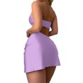 thumbnail image 6 of Blotona Women's Summer 3PCS Bikini Sets Solid Color Mini Bra + Low Waist Thong + Bandage Skirt, 6 of 7