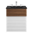 thumbnail image 4 of Wall Mount Sink Vanity Cabinet, White Walnut Black, Wood, Mid Century Hotel Bedroom Bathroom, Modern Contemporary HB33666, 4 of 9