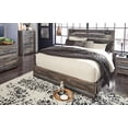 thumbnail image 3 of Signature Design by Ashley Drystan Queen Panel Headboard, Rustic Brown, Industrial Farmhouse Headboard with LED Lights and USB Charging, 3 of 7