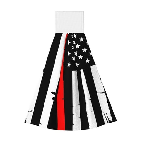 

Sikiie Firefighters USA Flag Hand Towel with Loop Hanging Towel Absorbent Tie Towels for Kitchen Tea Bar Bathroom Decor