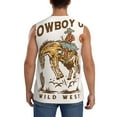 thumbnail image 4 of Uemuo Cowboy Up Vintage Wild West Pattern Men's Sleeveless T-Shirt,Muscle Athletic Tank Top, Moisture-wicking Quick-dry Breathable Classic Tee Top for Gym Run Outdoor Sports-Small, 4 of 8