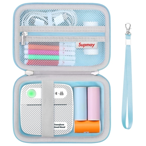 Funda de transporte Supmay Hard para impresora de pegatinas Suave, color azul