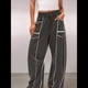 thumbnail image 4 of Pantalones de Mujer Holgados de Pierna , Estilo Palazzo, Informales, con Cordón en la Cintura y Bolsillos. Gris Oscuro L, 4 of 6
