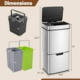 thumbnail image 3 of Barara King Trash and Recycling Bin, Kitchen Garbage Can Rubbish Bin,19 Gal Stainless Steel Trash Can with Kitchen Waste Bin and 2 Bottom Recycling Bins-Silver, 3 of 9