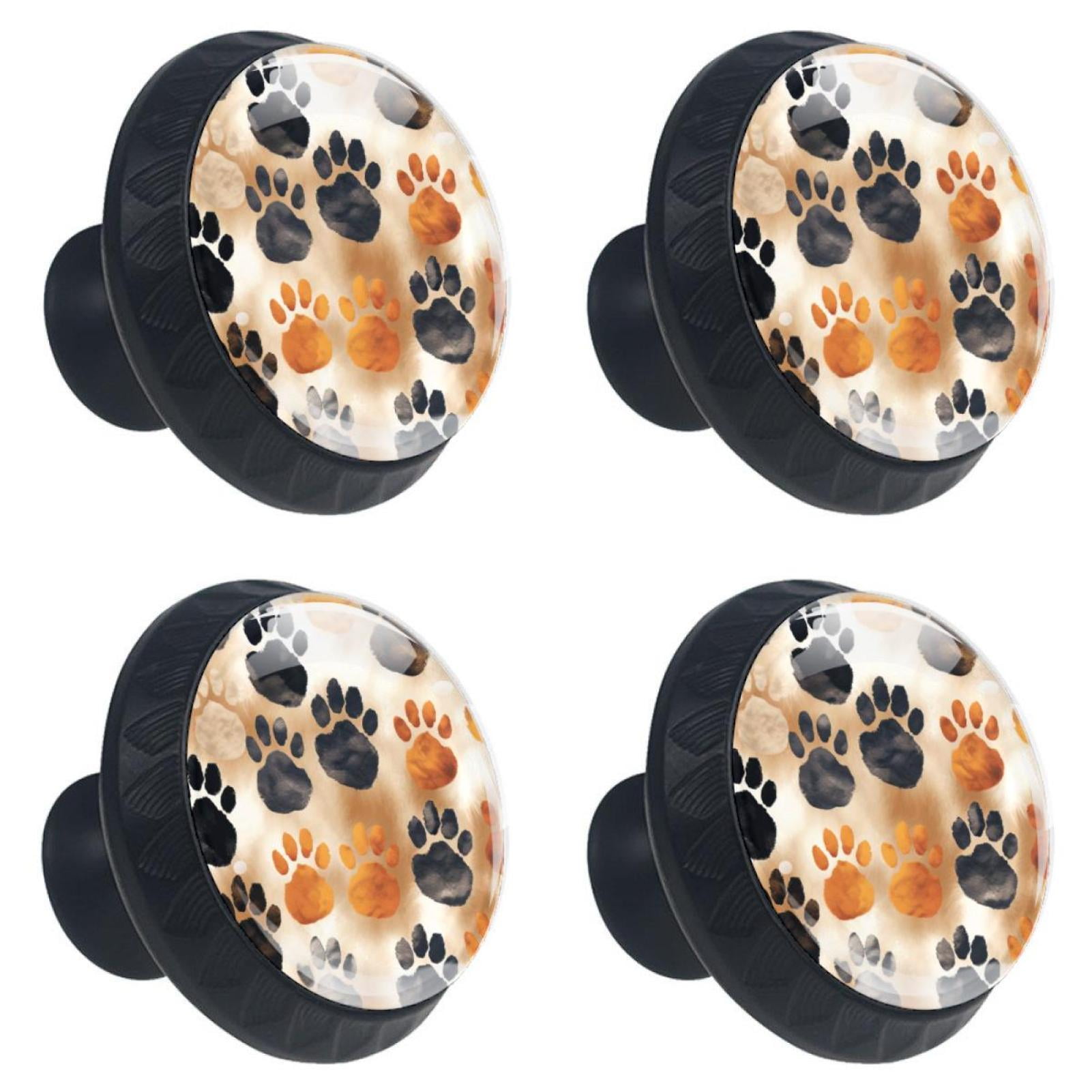 4 Pcs Dog Paw Prints Knobs for Kitchen Cabinet Cupboard Dresser Bookcase Drawer Pulls Handles Round Home Decor