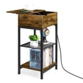 thumbnail image 5 of End Table with Charging Station & Drawer, 3-Tier Side Table with USB Ports & Outlets, Nightstand for Living Room, Bedroom, Rustic Brown, 5 of 5