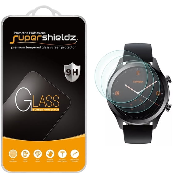 [3-Pack] Supershieldz for TicWatch C2 / TicWatch C2 Plus Tempered Glass Screen Protector, Anti-Scratch, Anti-Fingerprint, Bubble Free