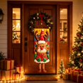 thumbnail image 3 of Amzcrzy Decoración navideña,Árbol de Navidad,Luces navideñas Letrero navideño colgante para puerta, decoración de 43 x 16 pulgadas, adorno de pared con personaje caprichoso para puerta principal, por, 3 of 6