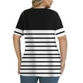thumbnail image 5 of Feancey Plus Size Trendy Womens Tshirts Summer Short Sleeve Striped Print Tops Criss Cross V Neck Loose Blouse Business Casual Oversized T-Shirt BlackXXL, 5 of 7