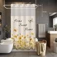 thumbnail image 3 of Spring Yellow Flower No Hook Shower Curtain with Snap in Liner Home Sweet Home Watercolor Floral Butterfly Linen Waterproof Bathroom Shower Curtain with See Through Top Window for Bathtub 54" x 78", 3 of 9
