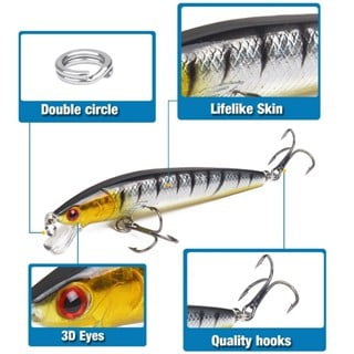 5PC High Quality Imported Artificial Lures 1/2 Half Water 9 cms 8.5 grams Fishing lures Golden Black Bass