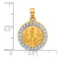 thumbnail image 3 of Auriga Fine Jewelry 14K Yellow Gold with Rhodium Satin and Polished St Anthony Medal Circle Pendant for Women (L- 21.5 mm, W- 16.2 mm), 3 of 6