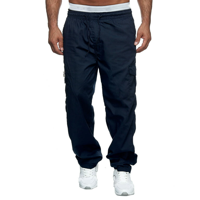 Mens Pants Cargo Joggers Sweatpants Casual Pant Slim Fit Chino Trousers  with Pockets