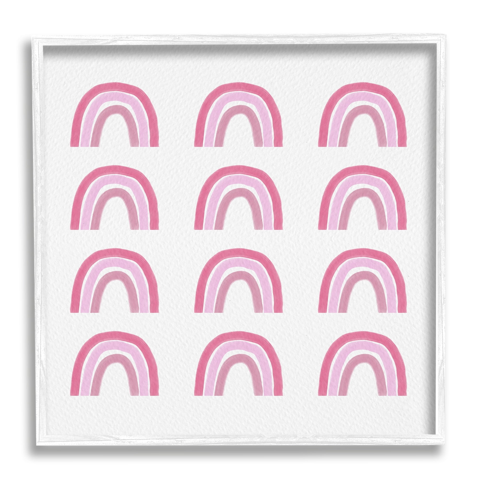 Stupell Industries Pink Stripes Rainbow Shapes Pattern Casual Design Framed Wall Art, 12 x 12, Design by Amy Brinkman