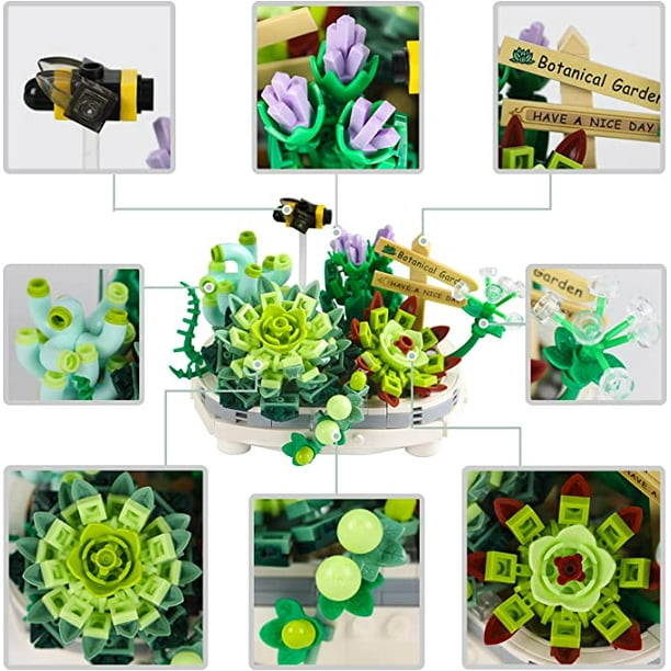 Mini plantes succulentes créatives compatibles avec Lego, blocs de