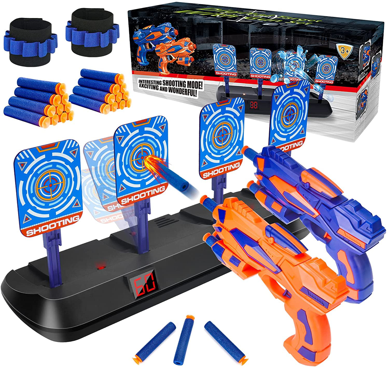 Digital Shooting Targets with Foam Dart Toy Guns for Kids Electronic  Scoring Auto Reset 4 Targets Shooting Toys for Boys Age 5 6 7 8 9 10+ Years  Old 