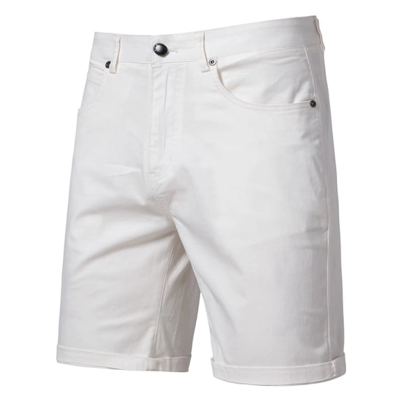 Rvwovn Men's Casual Chino Shorts - Flat Front Fold Bottom Shorts Straight Leg Summer Wear
