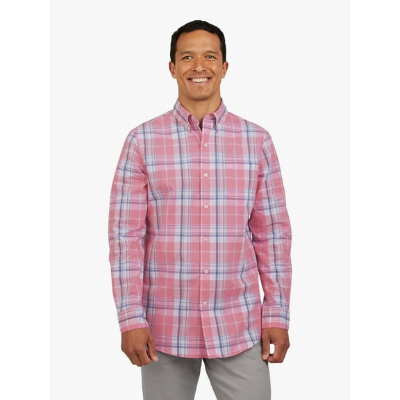 Chaps Men's and Big Men's Long Sleeve Classic Fit CVC Woven Shirt, Sizes S-3XL