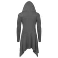 thumbnail image 5 of Wyobmus Mens Long Hooded Cardigan Ruffle Shawl Collar Open Front Lightweight Long Sleeve Drape Cape Overcoat Robe with Pockets Dark Gray, 5 of 6