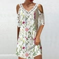 thumbnail image 3 of Cameland Robe Femme Mode Aguichant à Col en V à Manches Courtes Ajourée Imprimée à Épaules Dénudées, 3 of 6