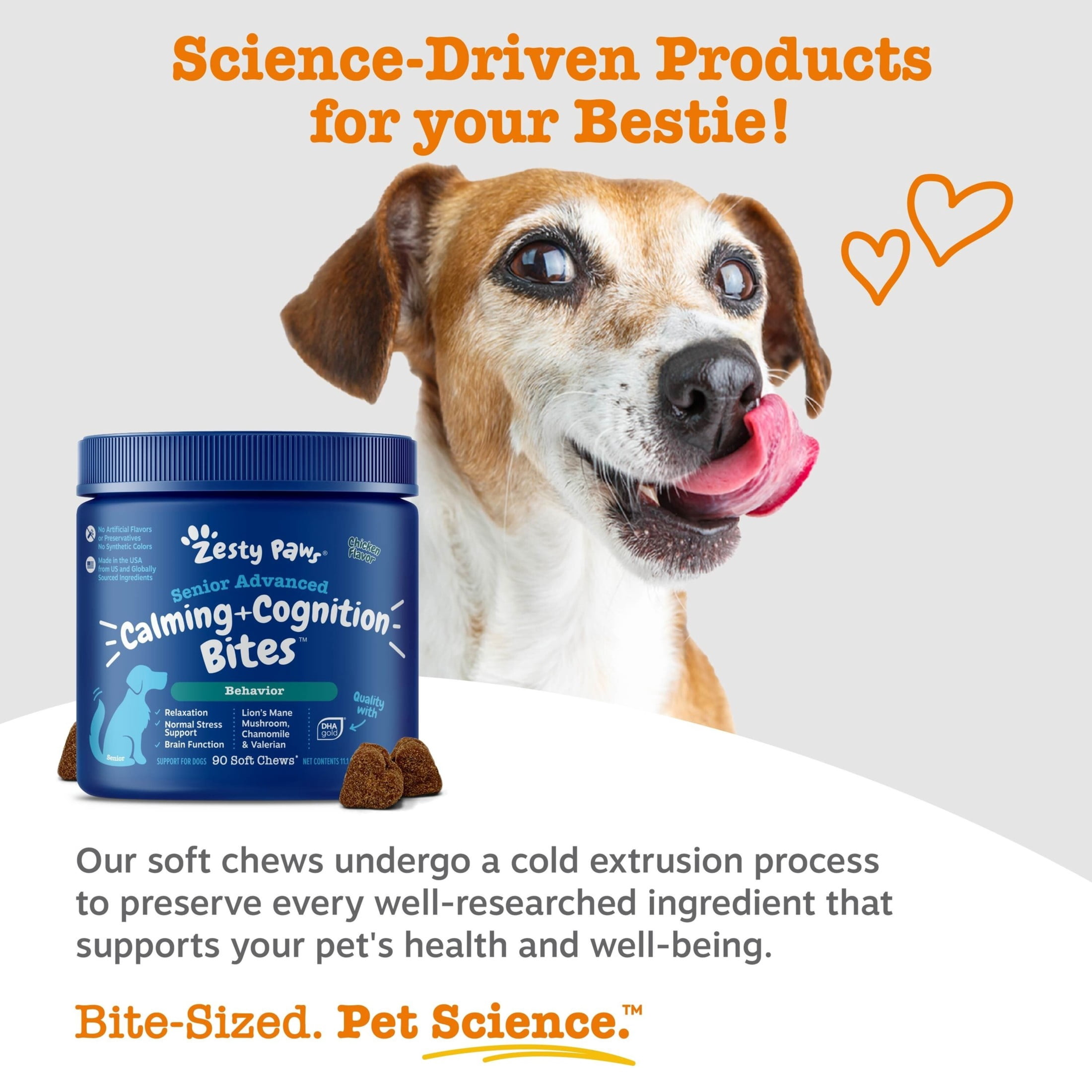 Zesty Paws Senior Advanced Cognition Bites Chicken Flavor Dog Supplement, 90 Count