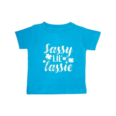 

Inktastic Saint Patrick s Day Sassy Lil Lassie with Shamrocks Gift Baby Boy or Baby Girl T-Shirt