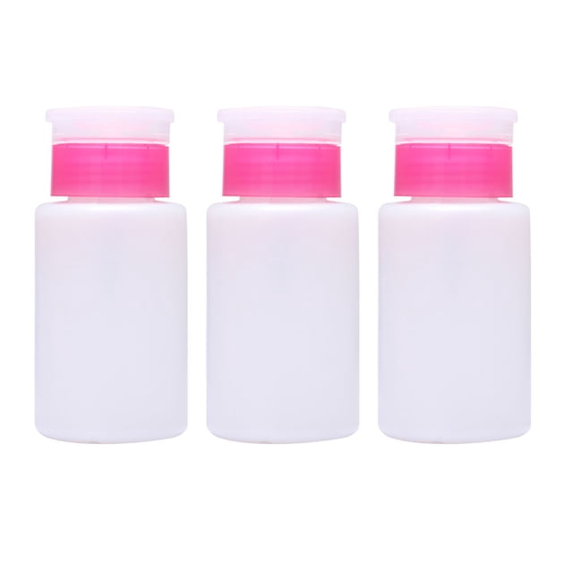EeaseCA 3Pcs 150ml Lockable Nail Polish Remover Bottle Plastic Liquid Press Pumping Dispenser Bottle Container(White Pink)