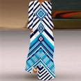 thumbnail image 2 of Robe Longue Grande Taille Automne Hiver 2024 Femmes Élégante Col en V Robe Maxi Ample Fête Rayure Bleue Imprimé Plage Robe 3D Femme, 2 of 5