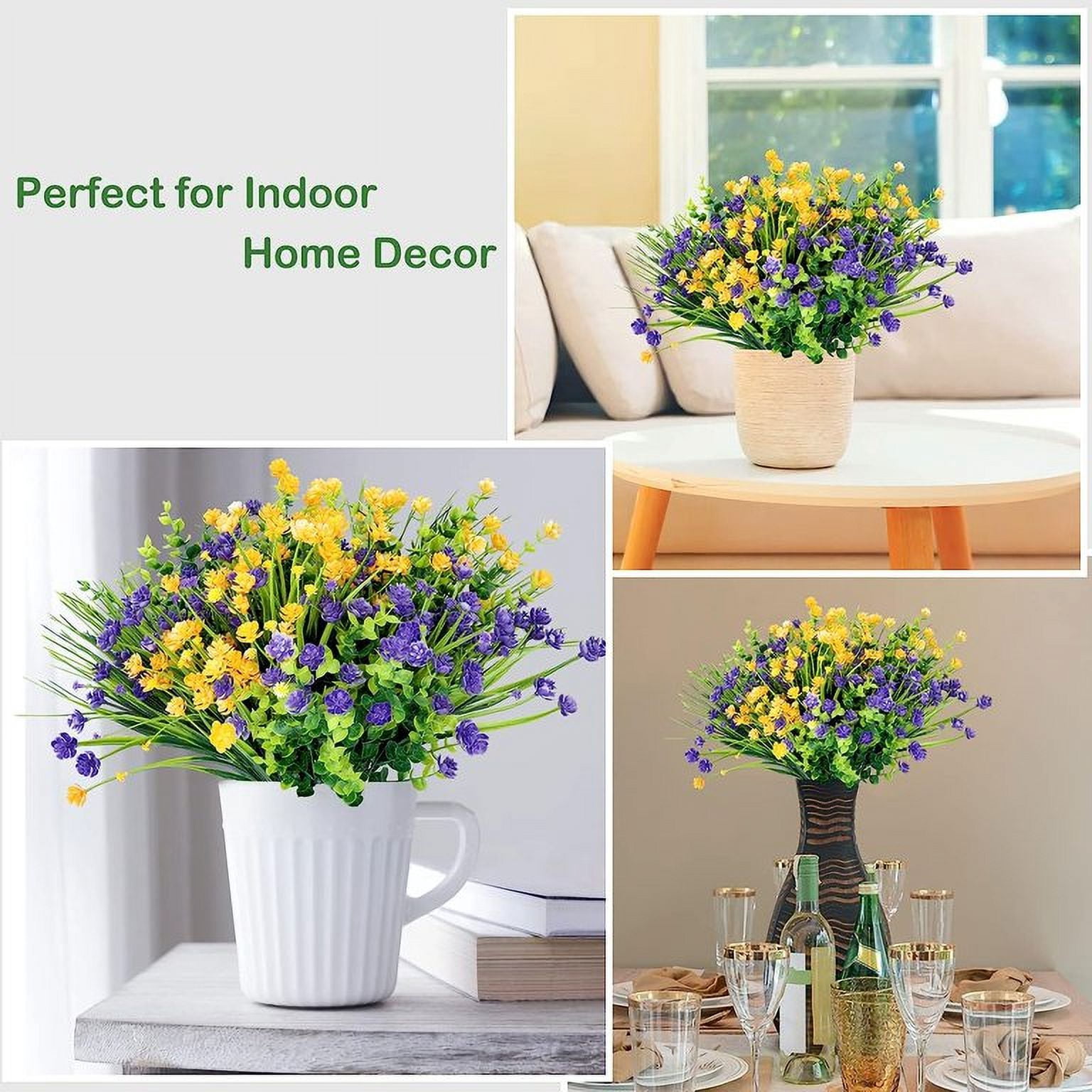 MAMOWEAR Artificial Flowers Outdoor UV Resistant Fake Flowers, Faux Plastic Flowers for Decoration Home Kitchen Garden Wedding Party Décor