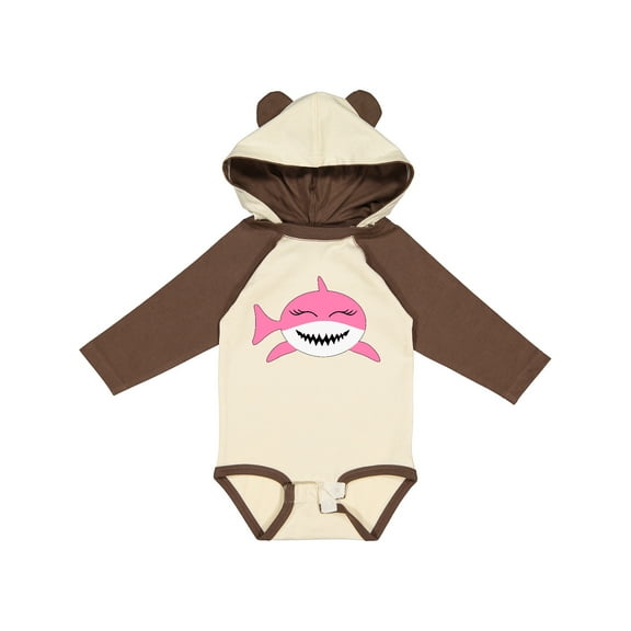 Inktastic Cute Pink Shark Boys or Girls Long Sleeve Baby Bodysuit
