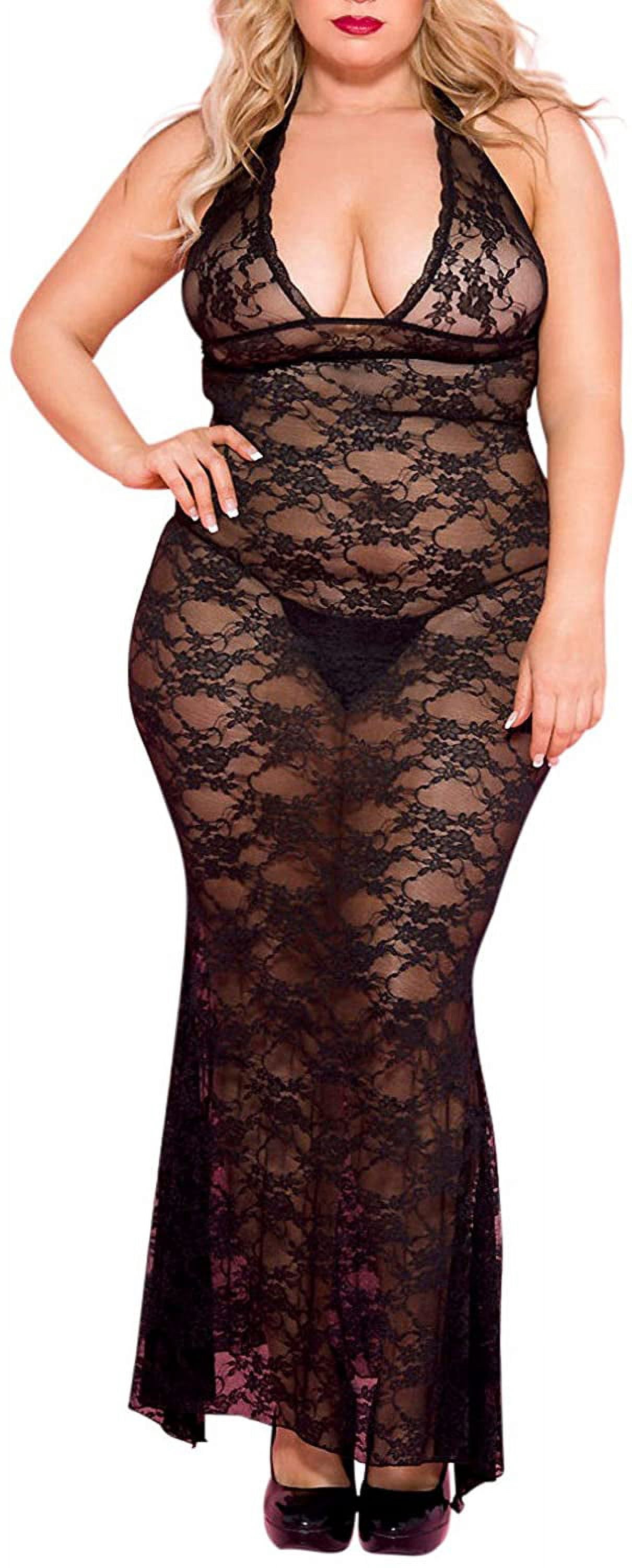 Music Legs Women's Stephanie Lace Halter Gown 53012-BLACK