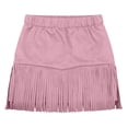 thumbnail image 4 of RTKFRFLM Girls Western Cowgirl Suede Fringe Skirt High Waist Denim Mini Skirt Halloween Party Outfits Kids, 4 of 9