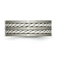 thumbnail image 3 of Chisel Titanium Antiqued and Brushed with Sterling Silver Braided Inlay 8mm Band, 3 of 7