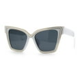thumbnail image 4 of Luxe Oversized Horned Rectangular Cat Eye Glitzy Fashion Sunglasses White - Black, 4 of 8