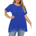 thumbnail image 2 of WellSize Women Plus Size Tops Casual Lace Tunic Blouse Summer Crew Neck Short Sleeve Shirts, 2 of 8