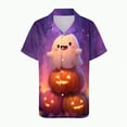 thumbnail image 5 of Towmus Womens Halloween Hawaiian Shirt Cute Pumpkin Spooky Castle Graphic Tee Magical Halloween Short Sleeve Button Up Tops, 5 of 6