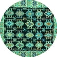 thumbnail image 1 of Ahgly Company Machine Washable Indoor Round Abstract Turquoise Blue Modern Area Rugs, 6' Round, 1 of 4
