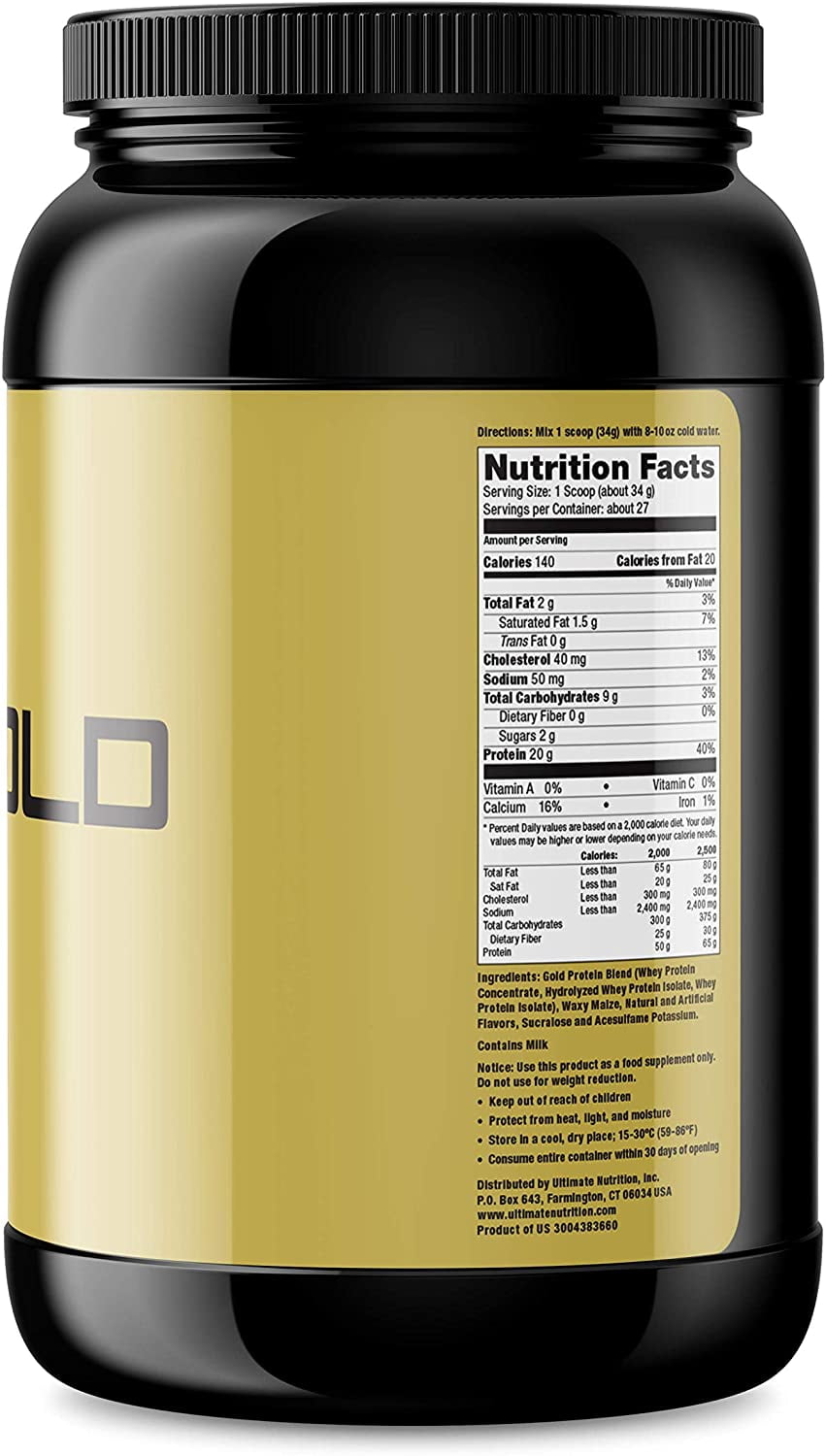 Ultimate Nutrition 100% Whey Gold Protein Powder - 20g of Amino Acids and Protein Per Serving, Vanilla, 5 Pounds