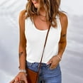 thumbnail image 2 of asdoklhq 2025 Summer Fall Womens Tops Clearance under $5 Women Sexy Casual Slim Fit Round-Neck Ribbed Sleeveless Solid Cami Tank Tops Shirts White XXL, 2 of 5