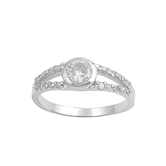 Designer Style Cubic Zirconia Ring Sterling Silver 925 Size 6